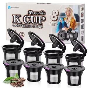 K-EURIG용 재사용 가능한 K 컵, 8팩 K-EKEURIG 및 1.0 2.0용 포드, 프리 커피 컵 BPA 리필 범용