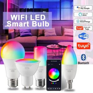 촛대전구 DIMMABLE RGB 스마트 전구 GU10 라이트 C37 B22 ALEXA WIFI T37 홈으로 E14 램프 AC85V265V LED A60 E27 페인트클린져 GOOGLE