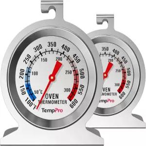 가스 오븐용 템프프로 2팩 온도계 50-300°C/100-600°F 흡연자 온도 게이지 431 스테인리스 스틸 아날로그