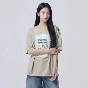 베네통 레이스 패치 반팔 티셔츠 BATS47631 T6V9W2X4 B5C8D3E1