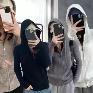 [옷자락]여자 왕골지 4컬러 집업 민무늬 슬림 후디 미니멀리즘 가디건
