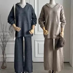 [옷자락]여자 후디 캥거루포켓 FW 빅사이즈 브이 니트