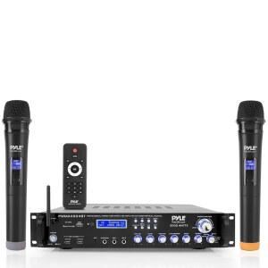 PYLE BLUETOOTH 멀티 채널 하이브리드 프리 앰프 시스템 - 3000W 가정용 오디오 랙 마운트 스테레오 파워 수신기(라디오 USB UHF 듀얼 무선 노래방 마이크 스피커 사운드 시스템) PWMA4004BT