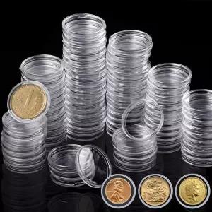 300PCS 19mm 원형 동전 케이스 캡슐 투명 플라스틱 용기 홀더 보관함