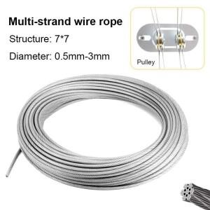 직경 0.5-3mm Stainles 강철 와이어 10m/5m 로프 of7x7structure 소프트 낚시 리프팅 케이블 풀 건조 랙