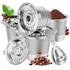 KEURIG 1.0용 재사용 가능한 K 컵 포드 스틸 큐리그 포드용 4팩: 손잡이 내열성 BPA SUS 프리, 304, 가능, 스쿱, 스테인리스 커피