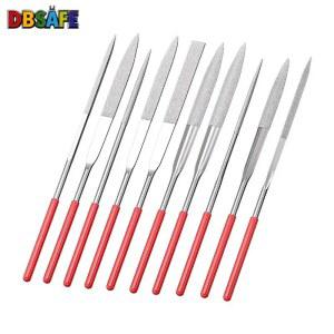 수동 파쇄기 10Pcs 다이아몬드 바늘 파일 세트 3x140mm 미니 키트 유리 금속 조각 공예 도구