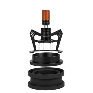 IKAPE MANTIS WDT 분포 도구, 클린 조절 바리스타용 스탠드가 브러시 8바늘 젓개, 깔때기 있는 높이, 도징 월넛 포함, 가능한 및 손잡이 에스프레소 바늘 V3-54MM