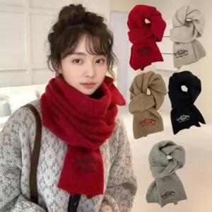 [옷자락]여자 FW 목도리 스웨터 5컬러 미니멀리즘 자수레터링 머플러