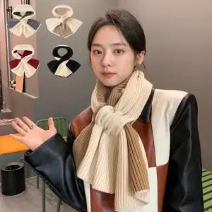 [옷자락]여자 미니 투컬러 스웨터 클래식 컨템포러리 4컬러 FW 목도리