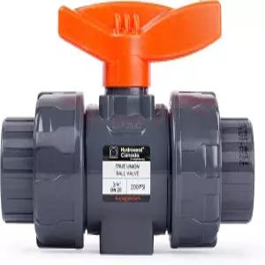 풀 포트 ASTM F1970 EPDM O-링 및 리버서블 PTFE 시트가 장착된 카플란 3/4인치 PVC 트루 유니온 볼 밸브