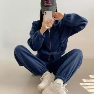 [옷자락]여자 보온 츄리링바지 캥거루 후디집업 트랙수트 세트