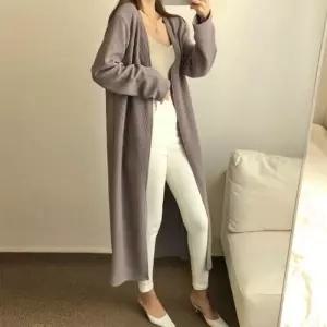 [옷자락]여자 FW 골지니트 레이어드용 단추없는 롱가디건