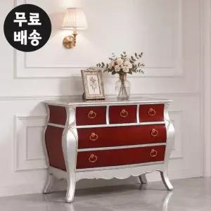 세린 마호가니 원목 엔틱 와이드 콘솔 5서랍장