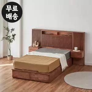 세브 원목 침대프레임 서랍형 조명 슈퍼싱글(협탁2개)