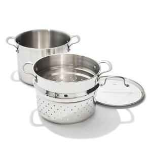 찜기 삽입 및 유리 뚜껑이 있는 OXO 스테인리스 스틸 8.4QT 다용도 보일러 냄비, 끓이기, 찌기, 찌기, 국, 파스타, 인덕션 적합, 식기세척기 안전, 스테인리스 스틸