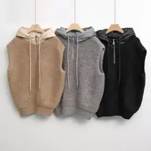 [옷자락]여자 후디 혼방 캐쥬얼 울 FW 하프집업 조끼