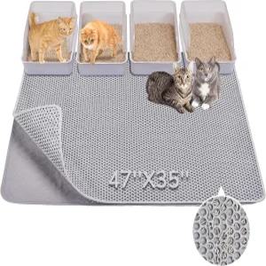 버건네 고양이 깔때기 매트 47인치 x 35인치 업그레이드된 및 패브릭 소재 트래핑 주름 감소 초대형 홀드