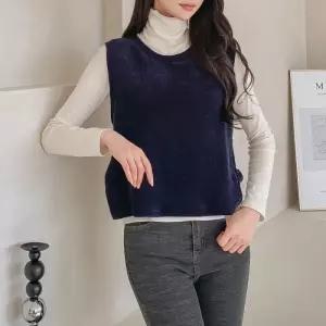 [옷자락]여자 코듀로이 FW 단추 탱크 U넥 양트임 비조 조끼