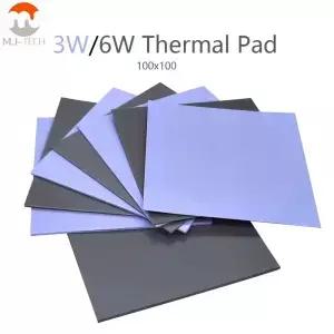 GPU CPU 방열판 냉각 전도성 실리콘 패드 100x100mm 두께 3W 6W/mk