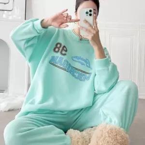 [옷자락]여자 츄리링바지 박시핏 후리스트레이닝복 맨투맨 세트