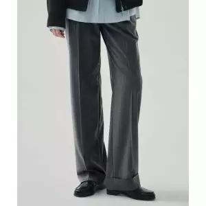 드로우핏 우먼 DRAWFIT WOMEN 핀 스트라이프 턴업 원턱 슬랙스 CHARCOAL 303959