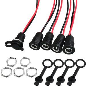 LUORNG 5PCS 10A DC-099 파워잭 코드 소켓 나사형 여성 마운트 커넥터 어댑터(사전 판매된 와이어 및 방수 커버 캡 포함) 5.5 X 2.1 MM