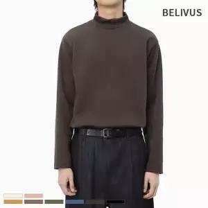 [빌리버스]빌리버스 남성 반폴라 긴팔티 무지 코튼 기모 티셔츠 BCM083