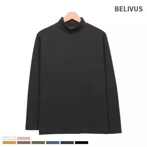[빌리버스]빌리버스 남자 반폴라 기모 긴팔 면 티셔츠 BCM083