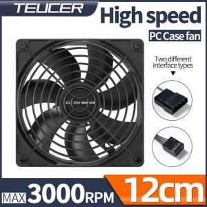 TEUCER 고속 3000RPM 12cm 케이스 팬 대형 4Pin 섀시 전원 공급 장치 유압 베어링 12V/4Pin PWM 액체 냉각