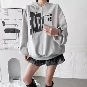 [옷자락]여자 큰사이즈 캥거루 키치 벌룬 나염 후디 티셔츠