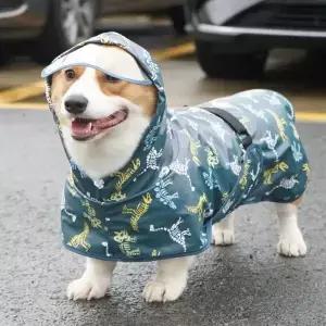Fullnai 장마 강아지 비옷 개를위한 방수 애완 동물 옷 마스코트 의류 불 침투성 코기 Shiba Inu 레인 코트