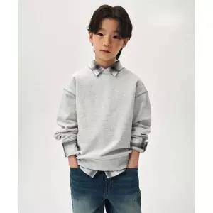 [백화점상품] 무신사 스탠다드 키즈 콘트라스트 커버 스티치 스웨트셔츠 [멜란지 라이트 그레이]