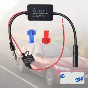 12V 차량용 안테나 부스터 25 db - 스테레오 오디오 라디오 미디어 헤드 유닛 수신기를 위한 신호 증폭 및