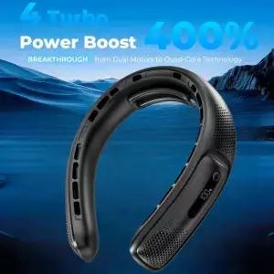 새로운 휴대용 목 팬 4 터보차저 블레이드리스 4000mAh USB 충전식 360 냉각팬 3단 LED 디스플레이 화면