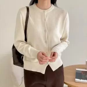 [옷자락]여자 코튼 라운드넥 베이직 무지 6컬러 가디건