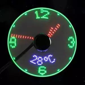 LED 시계 선풍기 USB 전원 미니 냉각 깜박이 팬 시간 온도 표시 손 노트북 PC 노트북용
