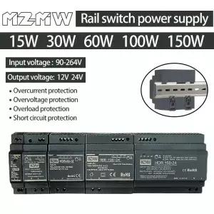 DIN 레일 스위칭 전원 공급 장치 HDR 시리즈 15W 30W 60W 100W 150W 12V 24V LED 조명 드라이버 산업용