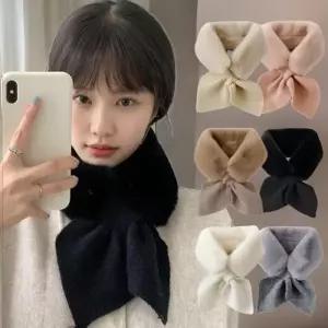 [옷자락]여자 미니 믹스 따뜻 쁘띠 니트 소프트퍼 목도리
