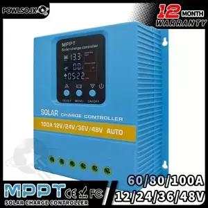POWLSOJX MPPT 태양광 컨트롤러 60-100A 48V 자동 7가지 작업 모드 + LiFePO4/AGM 시스템용 향상된 열 방출