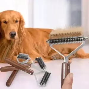단단한 나무 개 빗 반려동물 털 제거용 양면 손질 고양이 브러시 액세서리