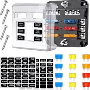 Yasdyri 6 Way 12V 퓨즈 박스 방수 홀더 LED 표시등이 있는 블록 및 블레이드 회로가 자동차 트럭 보트