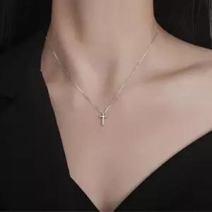 [옷자락]여자 십자 미니 마이크로 뱀줄체인 목걸이