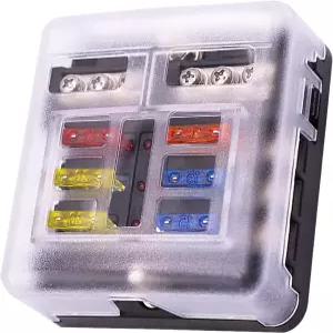6 Way 퓨즈 블록 12V 블레이드 회로 ATC/ATO 방수 박스 홀더 12V/24V 자동차 트럭 보트 해상 RV 밴 차량용