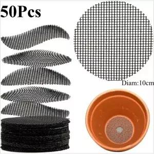 50Pcs 식물 냄비 구멍 메쉬 패드-꽃 매트 포팅 그물 분재 원예 배수 누출 방지