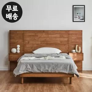 코제 고무나무 원목 침대프레임 퀸사이즈(협탁2개)