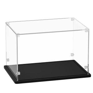 게무틀리히 아크릴 디스플레이 케이스 12x8x8 인치 - 3mm 두께의 박스, 검은색 나무 베이스, 수집품용 방진 쇼케이스 투명 조립 인형 모델 정리