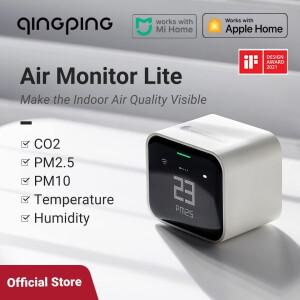 Qingping 5in1 Apple HomeKit 호환 WiFi 공기 품질 모니터, 휴대용 CO2 측정기 센서는 PM2.5PM10, 온도, 습
