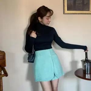 [옷자락]여자 울 모직 트위드 큐롯 밴딩 클래식 랩 미니스커트