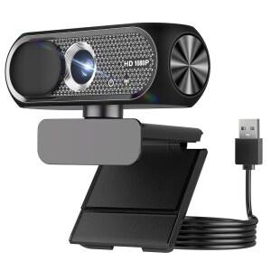 마이크 포함 Shcngqio 1080P HD 웹캠, 프라이버시 PC, Mac, 데스크탑, 렌즈, Zoom, USB 자동 스트리밍용 조명 Skype, (블랙) 보정, 노이즈 플레이 앤 웹캠 플러그 커버, 광각 캔슬링, 노트북,